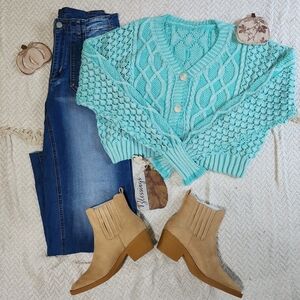 BiBi Turquoise Knit Cardigan